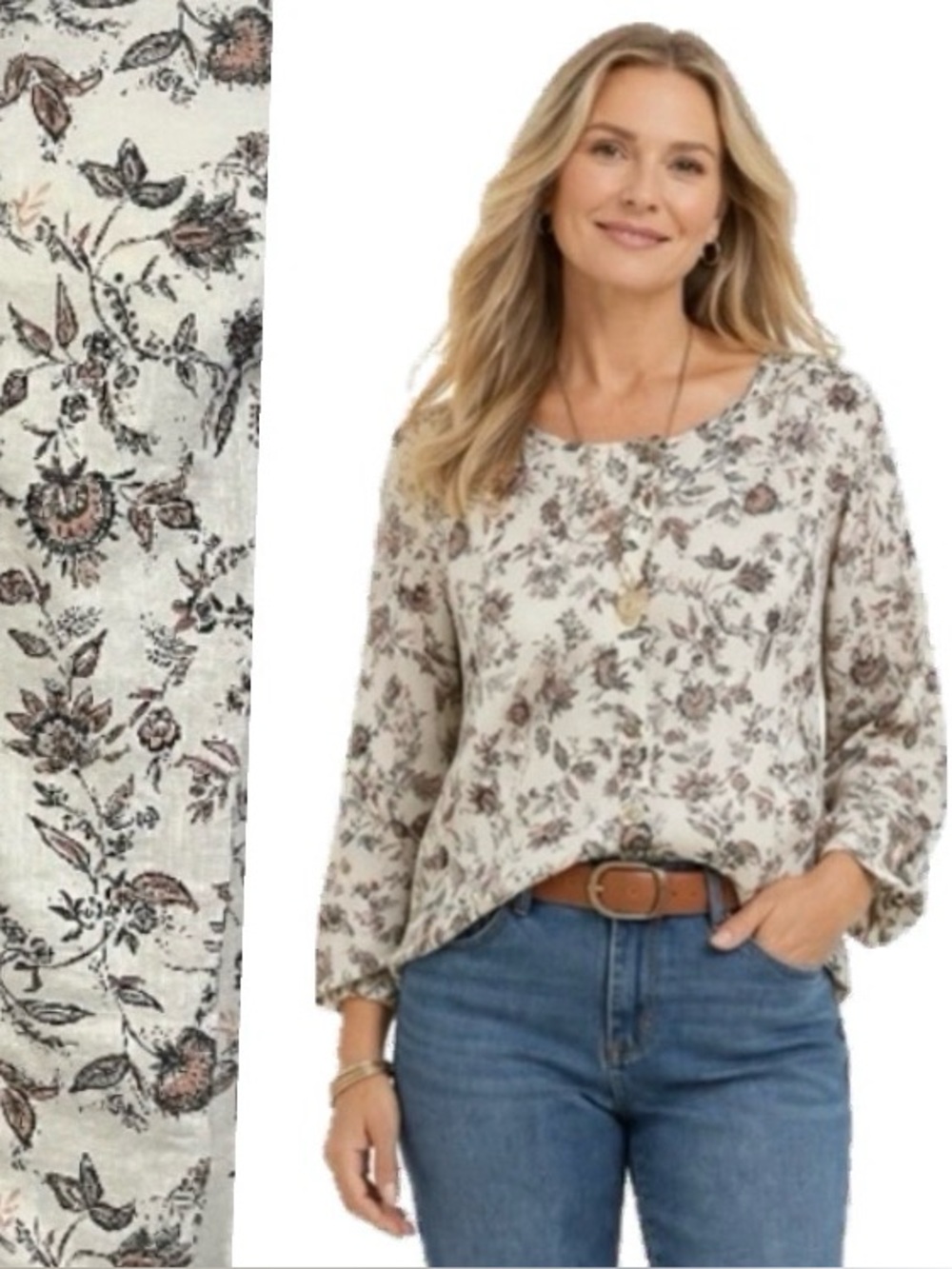 J. Jill, floral Button-Up Women's Top 100% cotton, Size MP